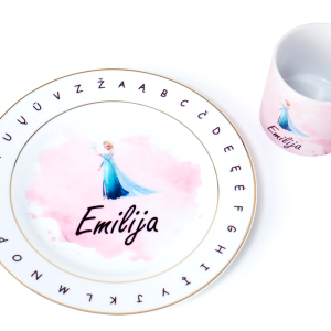 Lėkštutės ir puodelio komplektas „Princesė“ - MedoosaKids
