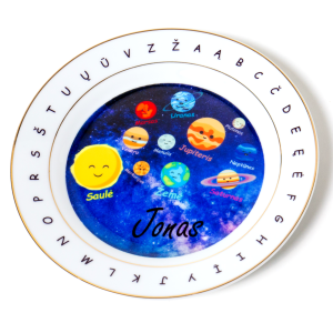 Lėkštutės ir puodelio komplektas „Planetos“ - MedoosaKids