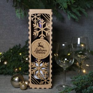 Medinė vyno butelio dėžutė